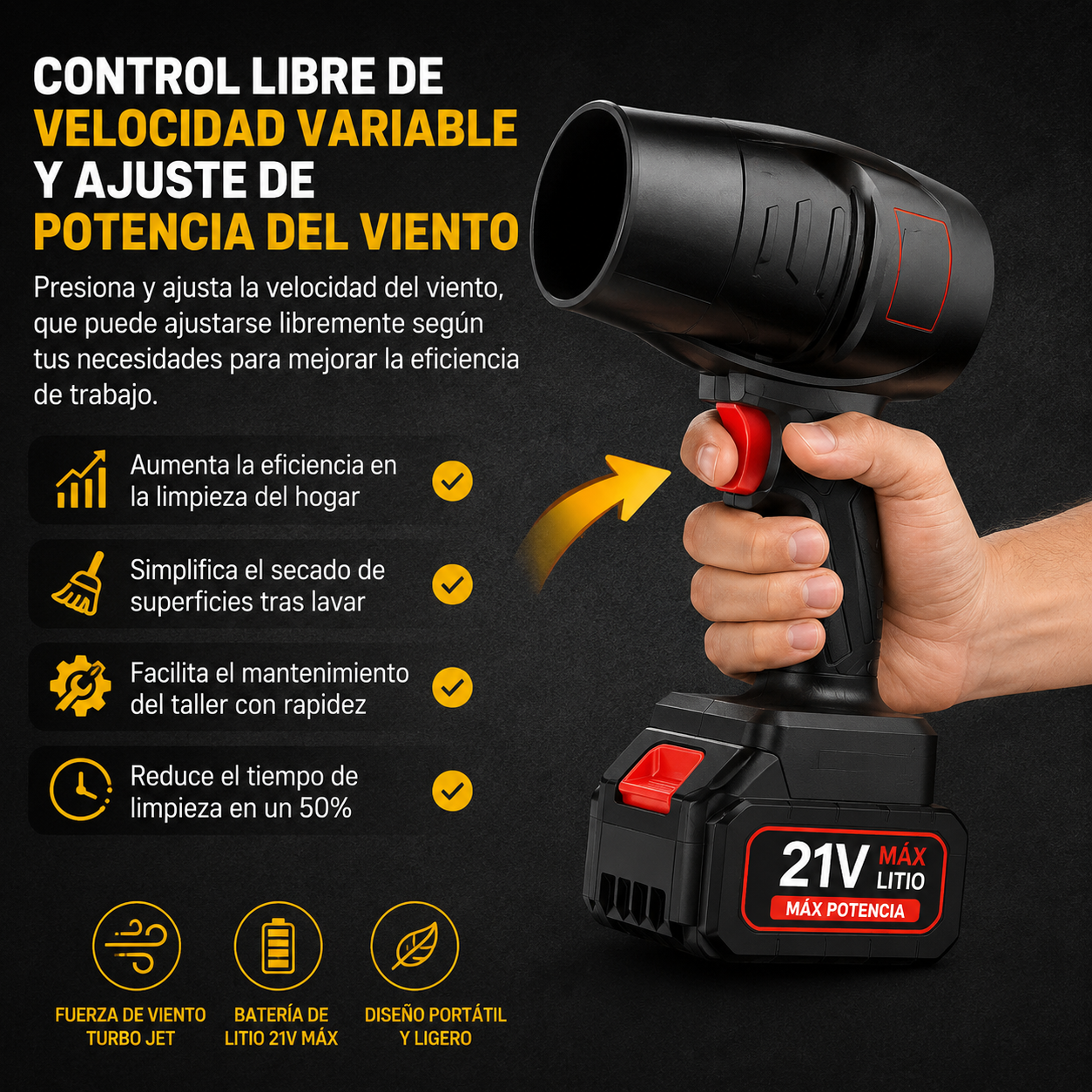 Soplador Portátil Turbo Jet